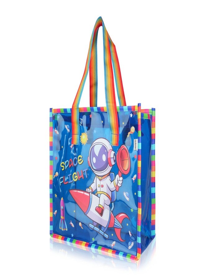 Echo Boomers Jelly Blue Transparent Tote Bag for Girls & Women | UV Printed Space Flight Design | Waterproof PVC Handbag | Lightweight Shopping, Outdoor, Beach & Swimming Carry Bag - Image 4